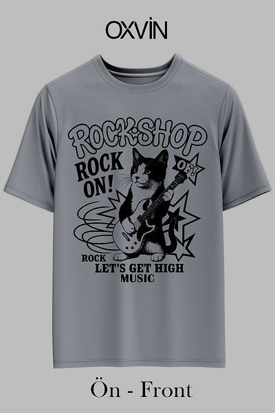 OXVİN ΜΟΥΣΙΚΗ ROCK-SHOP Τυπωμένο μπλουζάκι Unisex OVERSIZE (ΧΑΛΑΡΗ ΕΦΑΡΜΟΓΗ)