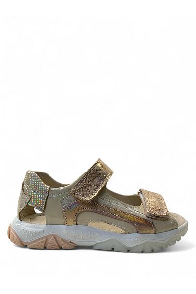 Tuğba Ortopedi 283 Orthopedic 100% Khaki Leather Girls Powder Corset Sandals