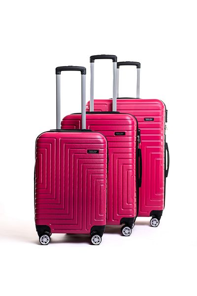 Travel POLO Trolley Set, TRAVEL POLO, ABS, A1005, Fuchsia 3 pieces of suitcases with sizes, S-M-L