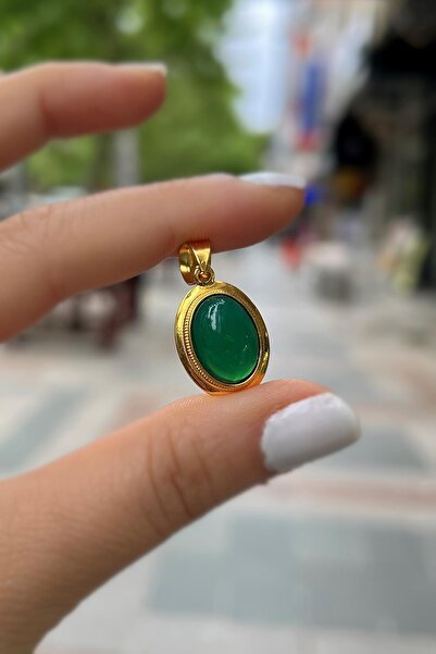 Erer Gümüş Gümüş yeşil taşlı kolye ucu