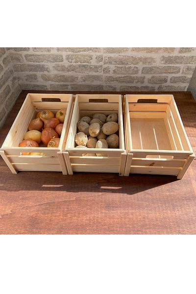 ayfiwood 3 Pieces Potato Onion Crate - Multi-Purpose Vegetable Storage Crate - Vegetable Organizer