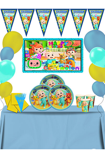 Cocomelon 8 People Birthday Party Supplies Ornaments Set with Banners