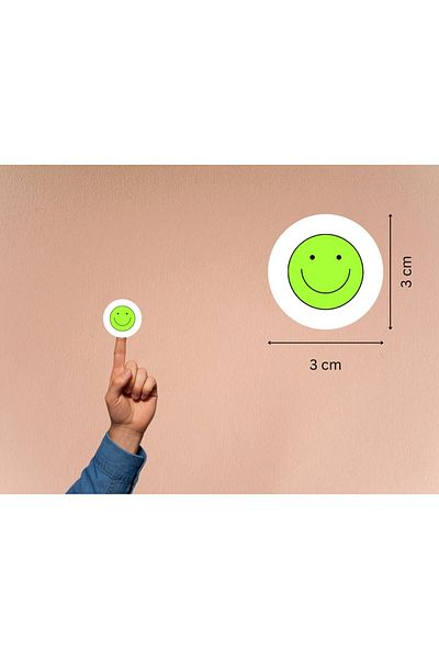 CASALINGHI Green Emoji Smiley Faces Labels Cute Smiling Face Round Matte Sticker 3 cm (95 Pcs)
