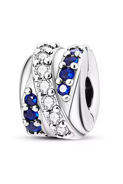 Fubena White and Blue Stone Spiral Clip Charm