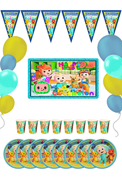 Cocomelon 24 Person Birthday Party Supplies Ornaments Set with Flags and Banners