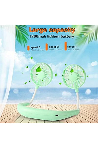 DECDEAL Portable Fan Hand Free Small Personal Mini USB Fan Rechargeable Neck Fan 3 Speeds for Office Travel