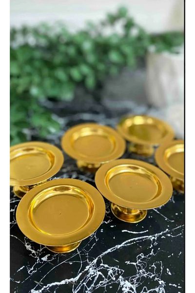 prokitchen Decorative Gold Plated 6-Piece Luxury Turkish Delight Bowl - Macaron Bowl Coffee Side Presentation Bowl