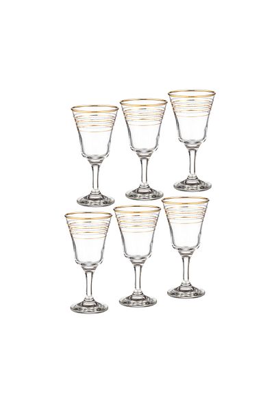 Dania 6 pieces, 170 ml, clear glass juice glasses, frosted and golden design
