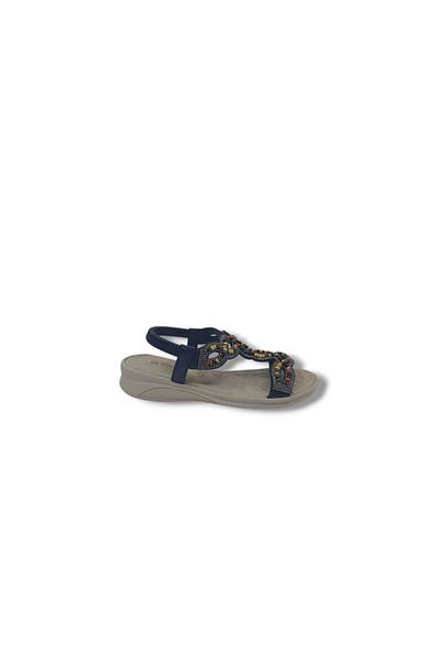 Zerhan 3016 Women's Black Elastic Beaded Sandals