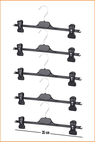 EZMK EV GEREÇLERİ Plastik Pantolon Askısı, Etek Askısı, Siyah Renk, 35 Cm, 10 Adet