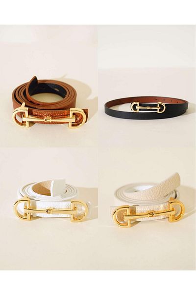 Desre Moda 4-Piece Long Buckle Gold Women's Belt Trouser Belt Dress Belt Shirt Belt Pull Belt
