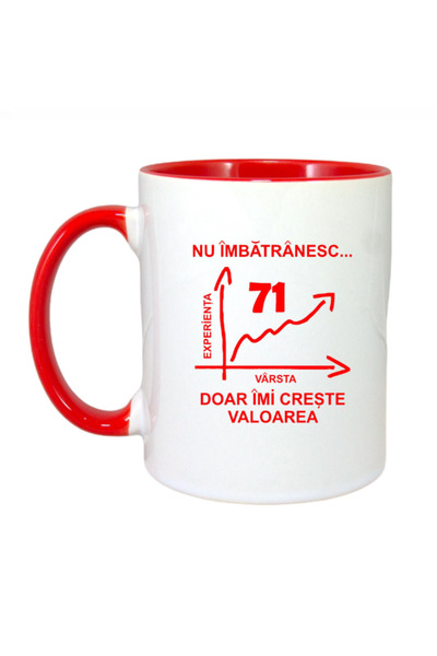 OEM Εξατομικευμένη κούπα με κόκκινη λαβή "Δεν γερνάω... 71 ετών", INOVATIX®. ...
