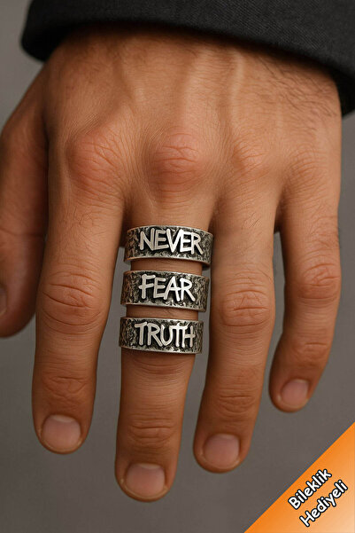 TREND COLLECTİON Gümüş Kaplama Never Fear Truth Model Ayarlanabilir Erkek Yüz...