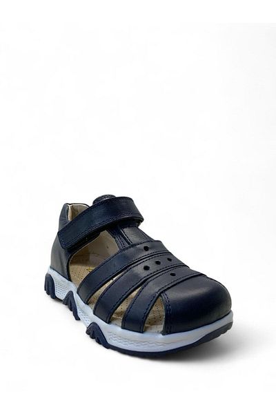 Tuğba Ortopedi 269 Orthopedic 100% Genuine Leather Boy's Preschool Navy Blue Corset Sandals
