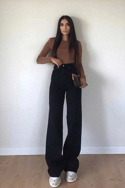 Ramrod Federal Black Wide Leg Palazzo Model Jeans
