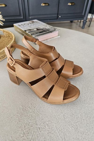 Topukla Footwear Heel Women's Leather Thick Heeled Casual Shoes Sandals