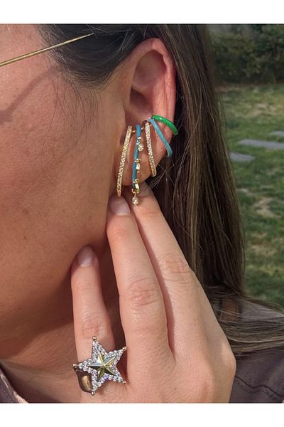 bijuxbymrv Special Series Stone Blue Green Earcuff (Cartilage Earring)