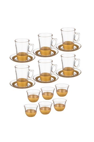Dania 18-Piece Iced Gold Glass Tea and Coffee Set 145ml