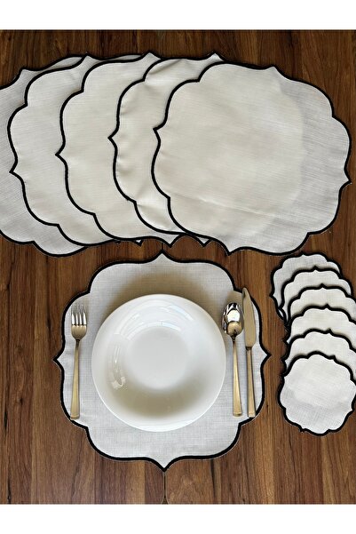 NURHAN HOME COLLECTION Чорний вишитий 12-предметний набір сервірувальних серветок для коктейлів