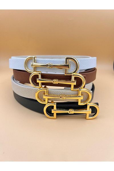 Desre Moda 4-Piece Long Buckle Gold Women's Belt Trouser Belt Dress Belt Shirt Belt Pull Belt