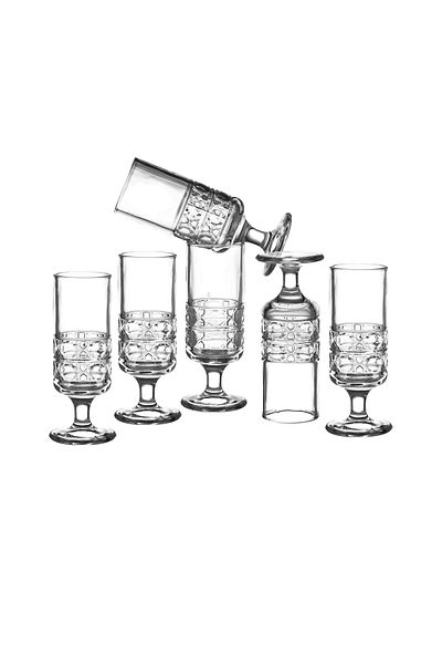 Dania كاسات عصير ترحيبي ميني زجاج 95 مل 6 قطعة Drink is welcome