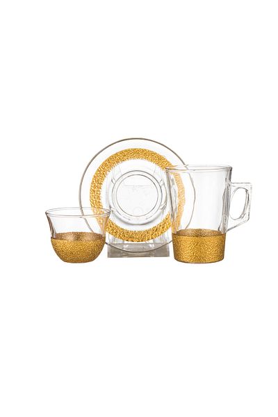 Dania 18-Piece Iced Gold Glass Tea and Coffee Set 145ml