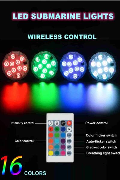 Sanctum RGB Havuz ve Akvaryum Armatürü Kumandalı Su Geçirmez Pilli