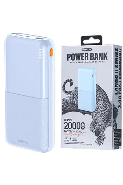 REDz Accessories Baterie externă 20.000 mAh, Remax Rpp-26, USB tip C MicroUSB, indicator LED, albastru