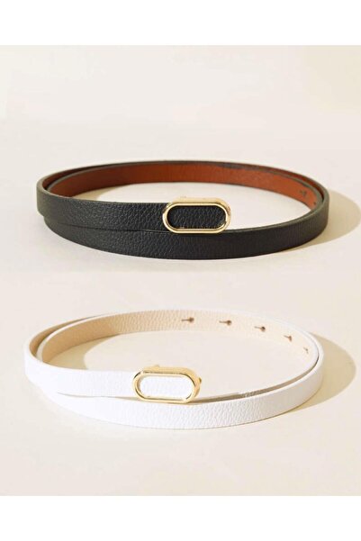 Desre Moda Curea subțire pentru femei cu cataramă ovală aurie din 2 piese, ce...