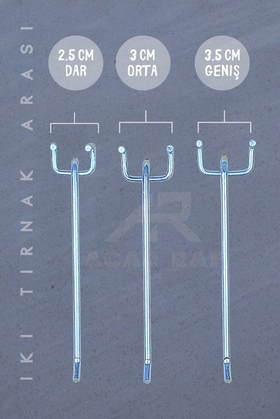 Acar Raf Fund Hook 10 Pieces 20 cm Pegboard and Curtain Rack Hanger Wire Rod
