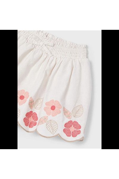MAYORAL Skirt (Linen with Flower Embroidered Waist Elastic)