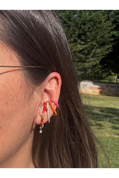 bijuxbymrv Special Series Stone Red Pink Orange Earcuff (Cartilage Earring)