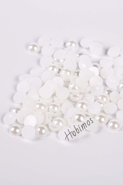 Hobimos 1000Pcs 8 mm White Round Half Plastic Pearl Beads