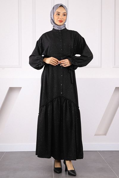 İmajButik Μαύρη φούστα με μαζεμένη μέση Linda φόρεμα