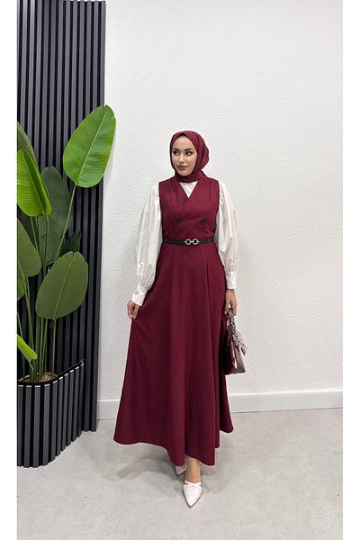 FREEMİH TEKSTİL Jile Linen Dress with Belt