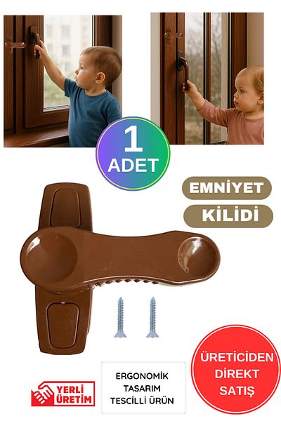 WAPPA 1 Piece Brown Pvc Pimapen Window Glass Balcony Door Safe Safety Lock