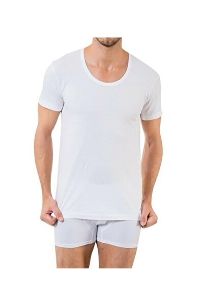 Nazar 12-пакетний комплект чоловічих футболок з коміром Nazar Yıldız, білий колір