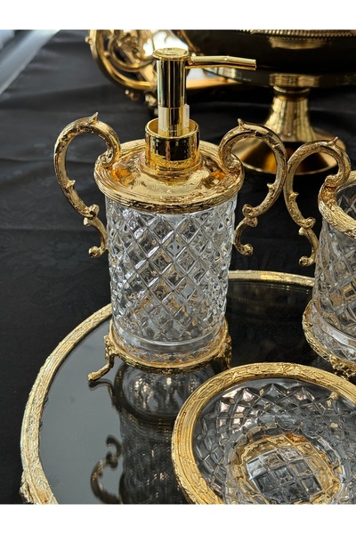 Santara Σετ μπάνιου Avangarde Crystal 4 τεμαχίων από χρυσό γυαλί