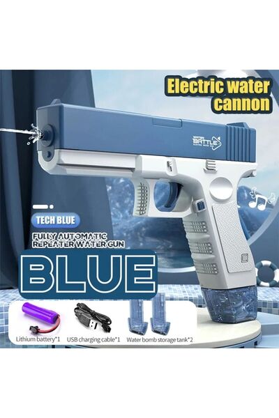 TRUST STORE Elektrikli Otomatik Atış Yapan Su Tabancası 10 Metre Menzilli 500 Ml. Depolu 20 Cm.