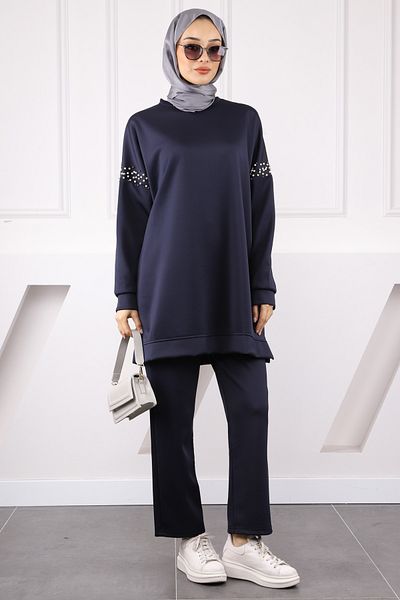İmajButik Σκουπάκι με πέρλες Navy Blue Shoulder