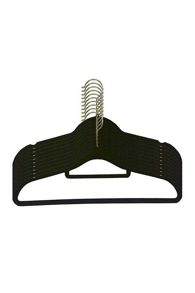 Generic ZL 10-Piece Anti Slip Velvet Cloth Hanger Set Black 41.5cm