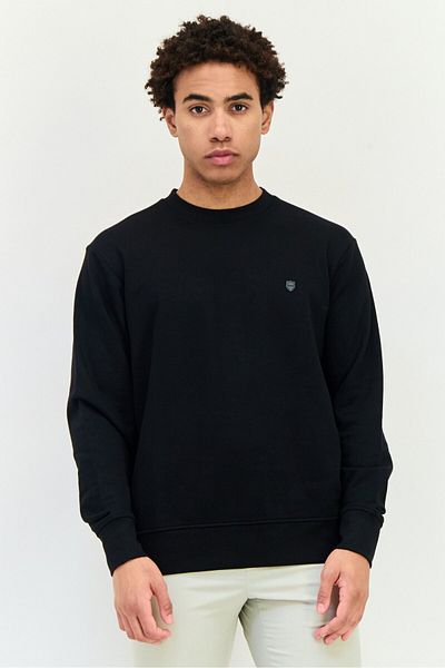 883 Police Men Crew Neck Brand Logo Long Sleeves Sweatshirt, Black