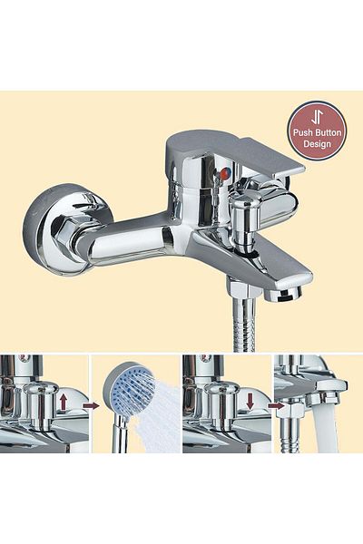 K Korman K Korman Bathtub Faucet, Shower Head and Hose Included, Alloy, Ceramic Cartridge, Chrome, CD001
