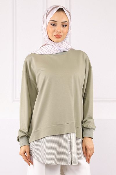 İmajButik Χακί Πουκάμισο Garnished Sweat