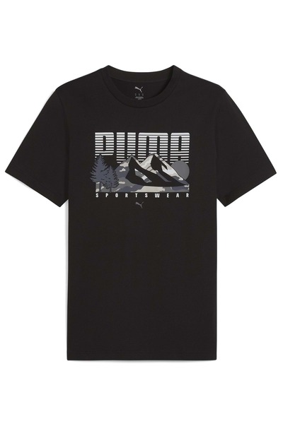 Puma 684828-01 Graphic Mountain Tee T-Shirt Ανδρικό μπλουζάκι ΜΑΥΡΟ