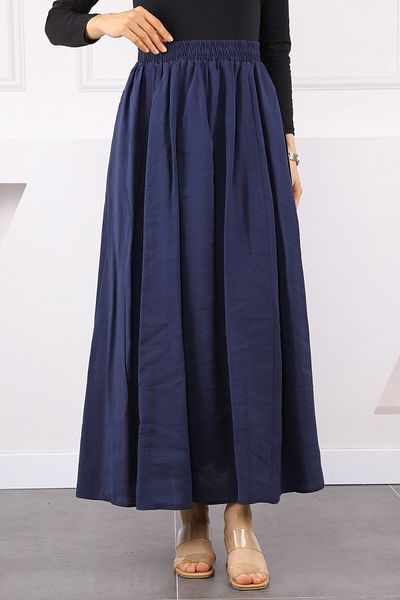 İmajButik Μπλε ναυτική ελαστική μέση φούστα Modal