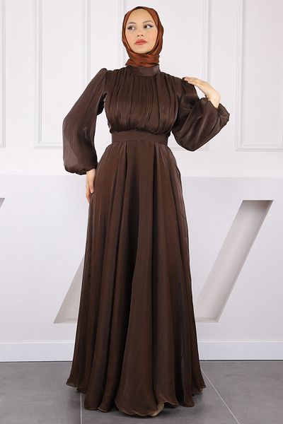İmajButik Βραδινό φόρεμα με πλισέ με ζώνη με μπαλόνι
