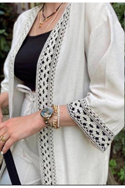 Yaren Moda Kadın keten kimono ceket