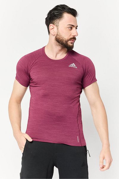 adidas Men Sportswear Fit Short Sleeve Outdoor T Shirt, Maroon