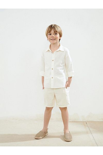 LC Waikiki Lcw Kids Elastic Waist Boys Linen Shorts with Pockets (S5)